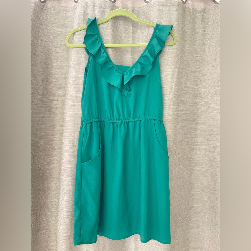 Green Kirra Dress with Ruffle Sleeves